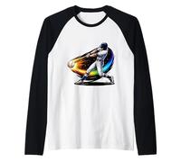 Baseball Batter Swinging Bat Hitting Ball Player Lover Fan Raglan Baseball Tee