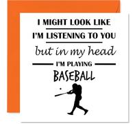 Baseball Birthday Card for Men Women - In my Head - Happy Birthday Card for Daughter Brother Sister Dad, 145mm Bday Greeting Cards