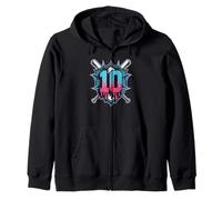 Baseball Birthday Moment for a Boy Turning 10 with Joy Today Zip Hoodie