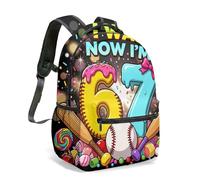 Baseball Birthday Number 6 7 Backpack Kids School Bag 16 Inch Cartoon Colorful Childrens Rucksack for Boys Girls Gift (01)