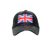 Baseball Black White Union Jack London Red Coffee Mens Ladies Soft Lambskin Leather Hip-Hop Cap Hat Velcro (Black/Union Jack)