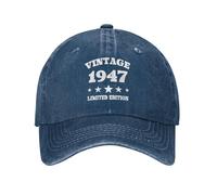 Baseball Cap 1947 Birthday Gifts 78 Years Limited Flatbrim Snapback Caps Comfortable Denim Dad Hat Vintage Trucker Hats for Travel Running Cycling