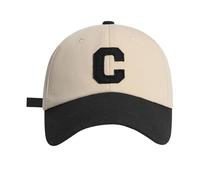 Baseball Cap Big Headed Soft Top C Letter Colored Duck Sports Cap Baseball Hat Leather Baseball Cap for Women One Size #1_Black