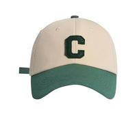 Baseball Cap Big Headed Soft Top C Letter Colored Duck Sports Cap Baseball Hat Leather Baseball Cap for Women One Size #1_Green