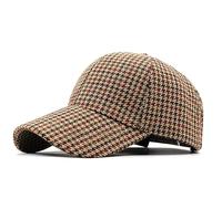 Baseball Cap Brown Houndstooth Baseball Caps for Men Summer Plaid Women Cap Bone Trucker Hat Casquette Homme(56-61cm,Style1)