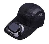 Baseball Cap Built in Fan Solar+USB Dual Power Supply Mens Womens Fan Hat Adjustable Wind Speed and Direction, 24 Hours Cooling, Great for Golf, Fishing, Travelling,Black,One Size