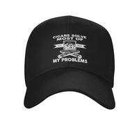 Baseball Cap Cigars Solve Most of My Problems Bourbon Does The Restes Funny Flatbrim Snapback Caps Adjustable Baseballhat Comfortable Denim Dad Hat for Camping Cycling Travel