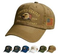 Baseball Cap for Men Cotton One Size, Cotton Embroidered Casual Baseball Cap, Adjustable America Eagle Hat, US 250th Anniversaries Hat, Unisex(Khaki)