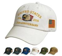 Baseball Cap for Men Cotton One Size, Cotton Embroidered Casual Baseball Cap, Adjustable America Eagle Hat, US 250th Anniversaries Hat, Unisex(White)