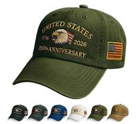 Baseball Cap for Men Cotton One Size, Cotton Embroidered Casual Baseball Cap, Adjustable America Eagle Hat, US 250th Anniversaries Hat, Unisex(Green)