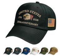 Baseball Cap for Men Cotton One Size, Cotton Embroidered Casual Baseball Cap, Adjustable America Eagle Hat, US 250th Anniversaries Hat, Unisex(Black)