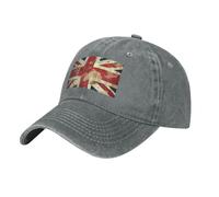 Baseball Cap for Men Women Adjustable Low Crown Distressed Cap Vintage Union Jack British Flag Newsboy Baseball Hat, Gray, One size