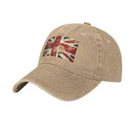 Baseball Cap for Men Women Adjustable Low Crown Distressed Cap Vintage Union Jack British Flag Newsboy Baseball Hat, Natural, One size