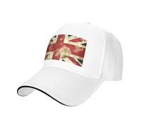 Baseball Cap for Men Women Adjustable Trucker Hat Low Crown Distressed Cap Vintage Union Jack British Flag Baseball Hat, White, One size