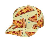 Baseball Cap for Men Women Sunscreen Visor Hats Adjustable Pizza Slice Pattern Sun Caps Golf Dad Hat, Black-pizza Slice Pattern, One size