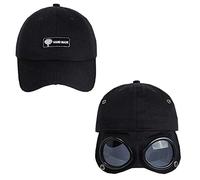 Baseball Cap Hats Dad Hat Outdoor Cap with Anti-UV Ear Flaps Trooper Trapper Pilot Goggles Cap for Women and Men (Black)