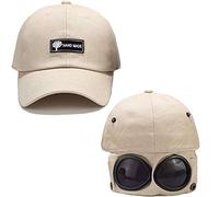 Baseball Cap Hats Dad Hat Outdoor Cap with Anti-UV Ear Flaps Trooper Trapper Pilot Goggles Cap for Women and Men (White)