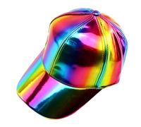 Baseball Cap Holographic 80s Cosplay Galaxy Rave Hip Hop Costume Hat Rainbow Reflective Caps Men Fluorescent Casual Night Halloween Fisherman Womens Bucket Sun Glow in The Dark 56-58cm