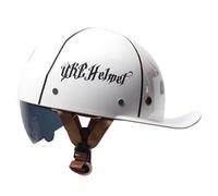 Baseball Cap Motorcycle Helmet Open Face, Half Helmet Hidden Visor Anti Collision White Size L
