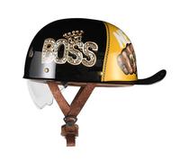 Baseball Cap Motorcycle Helmet Open Face Helmet with Sun Visor Half Face Motorbike Crash Helmet with Hidden Visor for Adults Men and Women D,XL=(61-62CM)