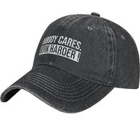 Baseball Cap Nobody Cares Work Harder Motivational Workout Gym Black Denim Dad Hat Unisex Trucker Hats Vintage Flatbrim Snapback Caps for Running Travel Camping