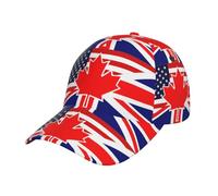 Baseball Cap North America British Flag Printed Funny Baseball Hat Breathable Trucker Hats Vintage Flatbrim Snapback Caps for Travel Running Cycling
