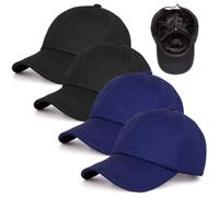 Baseball Cap Satin Lined Interior for Men and Women,Adjustable Baseball Cap Dad Golf Sun Hats., 2pcs Black+2pcs Navy Blue, One size
