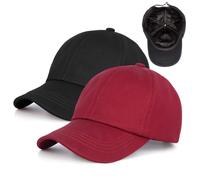 Baseball Cap Satin Lined Interior for Men and Women,Adjustable Baseball Cap Dad Golf Sun Hats., Black+wine Red, One size