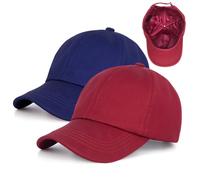 Baseball Cap Satin Lined Interior for Men and Women,Adjustable Baseball Cap Dad Golf Sun Hats, Navy Blue+wine Red, One size