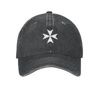 Baseball Cap Snapback Sun Hat Cross Malta Maltese Amalfi Cross Maltese Cross Knights Hospitaller White on Black Cap Cowboy Hat Christmas hat Men's hat Women's for Men Women