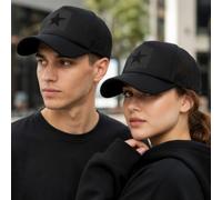 Baseball Cap Unisex, Hip-Hop Hollow Cap, Trucker Hat Men's and Women's Five-Pointed Star Mesh-Hat Sun Visor Hat Black