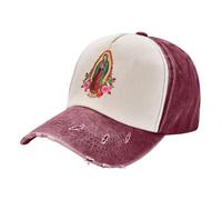 Baseball Cap Virgen De Guadalupe Virgin Mary Flowers Vintage Denim Sports Cap Vintage Trucker Hat Waterproof Baseball Caps for Hiking Travel Fishing