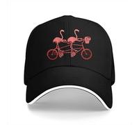 Baseball Cap Washed Men's Baseball Cap Pink Flamingos On Tandem Bike Trucker Snapback Caps Dad Hat Flamingo Animals Gift