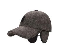 Baseball Cap with Ear Flaps Unisex Winter Caps Baseball Caps Hats Winter Earflap Trapper Ski Hats Peaked Cap Trapper Trooper Bomber Hat Warmer Foldable Earmuffs Polar Fleece Lining Adjustable Coffee
