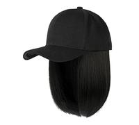 Baseball Cap with Hair Extensions, Straight, Short Bob Hairstyle, Adjustable, Removable, Wig, Hat for, Ash Blonde, Mix, Bleach Blonde Father Cap Partner Look (A, One Size)
