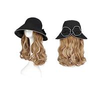 Baseball Cap with Hair Extensions Sun Hat Wig 18 Inch Wavy Curly Synthetic Wigs Natural Hat With Hair Wig Attached Hair Extension Cap With Hair Hat Wig(Color:8)