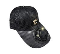 Baseball Cap with Solar Fan, 3 Speed Beach Cap with Mesh Ventilation | Fishing Equipment Hiking Gardening Work Camping Golf Summer Beach, Black, L
