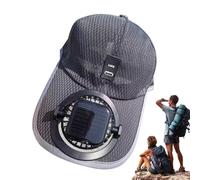 Baseball Cap with Solar Fan - Wide Brim Baseball Cap with Rechargeable Solar-Powered Fans | Solar Fan Hat | UV Protection Sun Hat for Beach, Fishing, Hiking, Travel Black