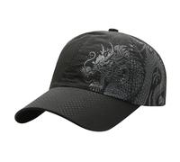 Baseball Cap Womens Sunshade Cap Quick Drying Dragon Print Baseball Hat for Outdoor Large Visor caps for Women Womens Ponytail caps Women UK Black