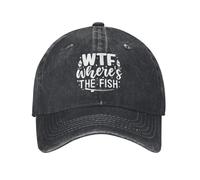 Baseball Cap WTF Where's The Fish Baseballcaps Vintage Baseball Hat Adjustable Trucker Hats for Camping Fishing Travel