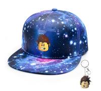 Baseball Caps Kids Boys Hat Keychains- UPF 50+ Summer Sun Protection Hats Gaming Blue Starry Galaxy Sky Neon Adjustable Strap Hat for Boys Girls Breathable for Outdoor Daily Casual Travel Summer Wear
