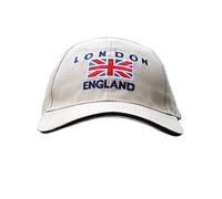 Baseball Caps - Union Jack Embroidery with London England - Cream, London Souvenir
