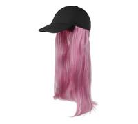 Baseball Caps with Long Straight Hair Extension Wig Attached, Women Y2K Stylish Colorful Synthetic Wig Caps Sun Hats Headwear Hairpiece for Crazy Hair Day Halloween Cosplay Roleplay Raves Party
