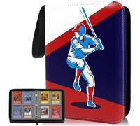 Baseball Card Binder 400 Cards, Double-Sided Trading Card Binder, 4 Pocket Trading Card Album, PU Leather Card Binders, Trading Cards Holder Book with 50 Pages, Portable Card Collection Folder