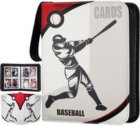 Baseball Card Binder 440 Pockets, 55 Sleeves Small Baseball Binder 3 Ring Zipper Trading Cards Holder 4 Pocket, Mini Sport Collection Book Storage Organizer, Album Folder Case Photocard Protector Gift