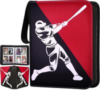 Baseball Card Binder 440 Pockets, 55 Sleeves Small Baseball Binder 3 Ring Zipper Trading Cards Holder 4 Pocket, Mini Sport Collection Book Storage Organizer, Album Folder Case Photocard Protector Gift