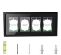 Baseball Card Display Case, 4 Grids Wooden Trading Card Holder Frame, Slot size 9x6.4cm Wall Mounted Holder, Natural Wood Grain Classic Design for Baseball Basketball Football Ice Hockey Cards