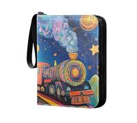 baseball card holder card holder case with double sided removable sleeves collectors for 400+cards Cartoon Cute Color Planet Steam Train