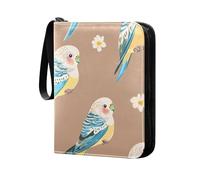 baseball cards binder card holder with double sided removable sleeves for game, baseball cards collection Cute Budgerigar Brown