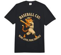 Baseball Cat Nine Lives Nine Innings Comfort Colors Adult Heavyweight T-Shirt